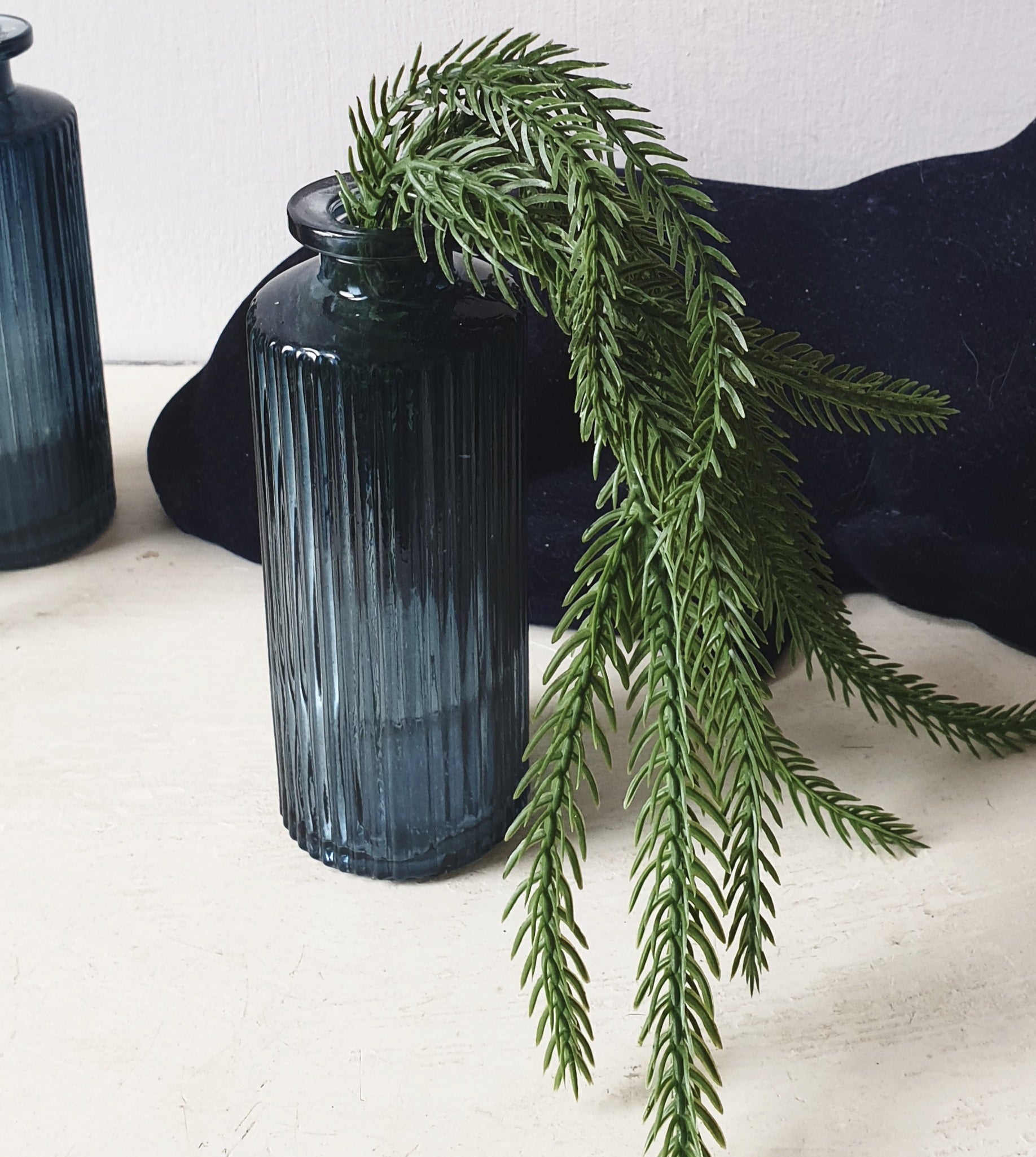 Winter Blue Glass Bud Vase Set: Fluted Floral Table Decor