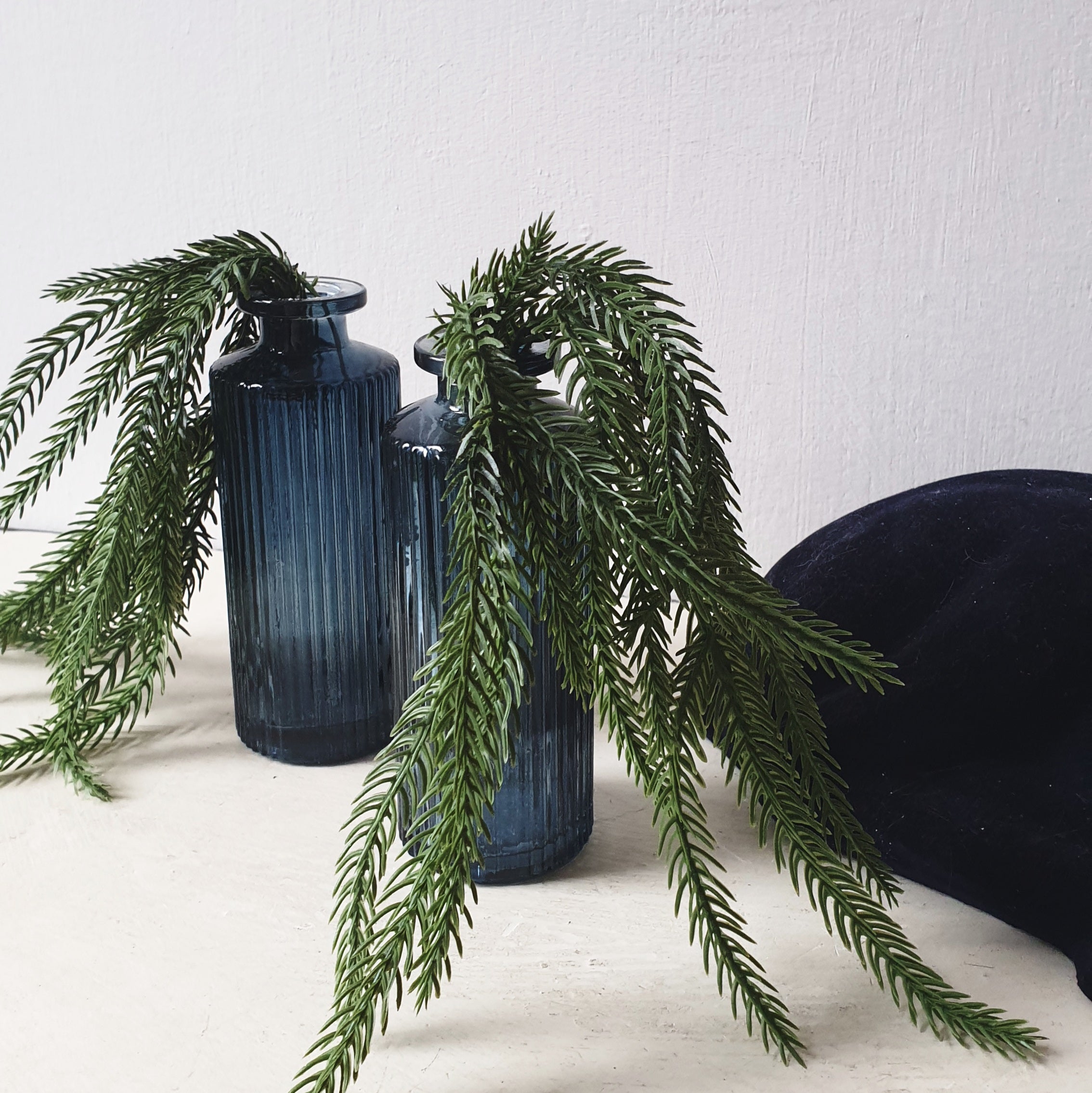 Winter Blue Glass Bud Vase Set: Fluted Floral Table Decor