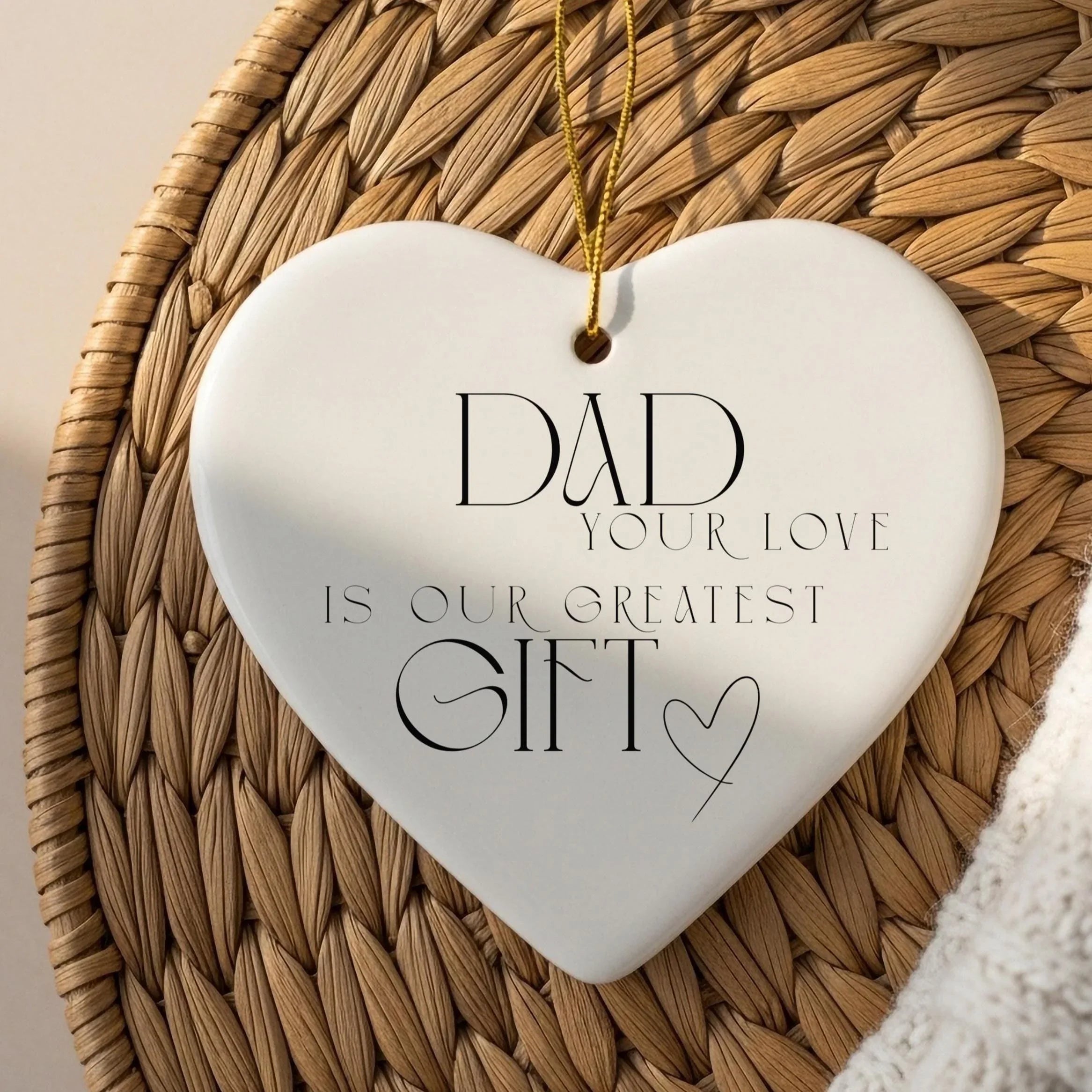 Ceramic Heart Dad Gift: 'Your Love is Our Greatest Gift' Xmas Keepsake