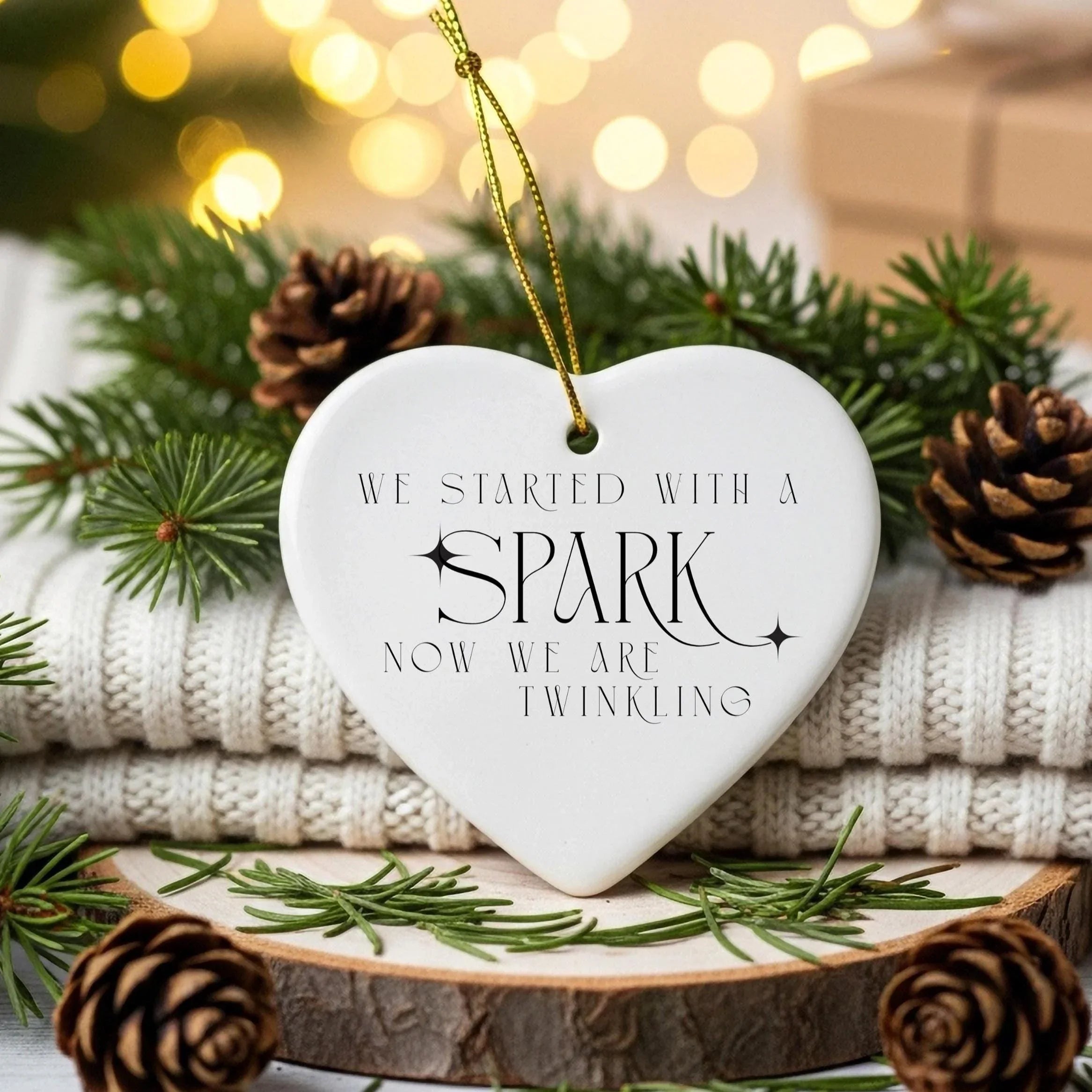 Heart Ceramic Christmas Ornament: Romantic Keepsake for Couples