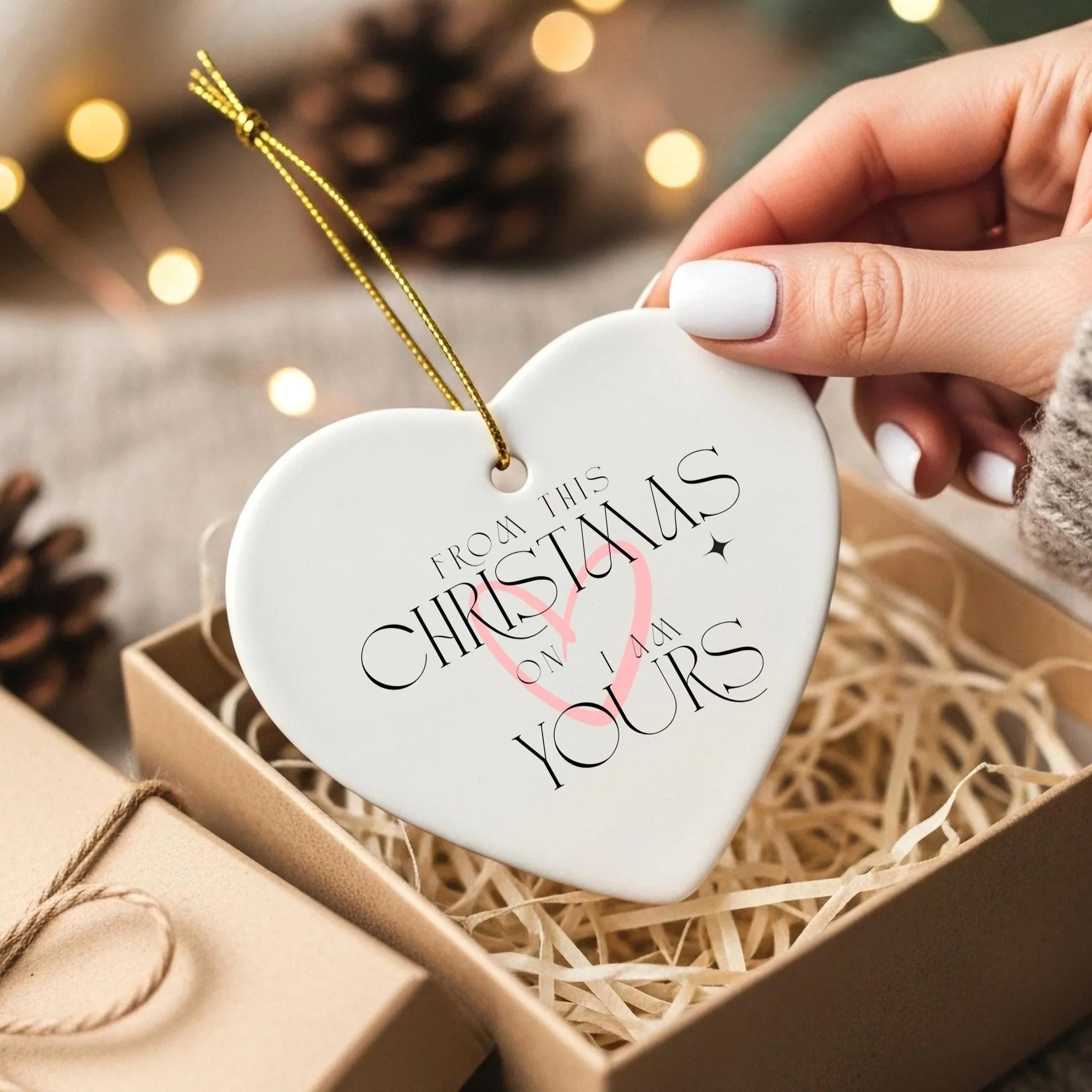 Handcrafted Ceramic Heart Bauble: First Christmas Together Keepsake