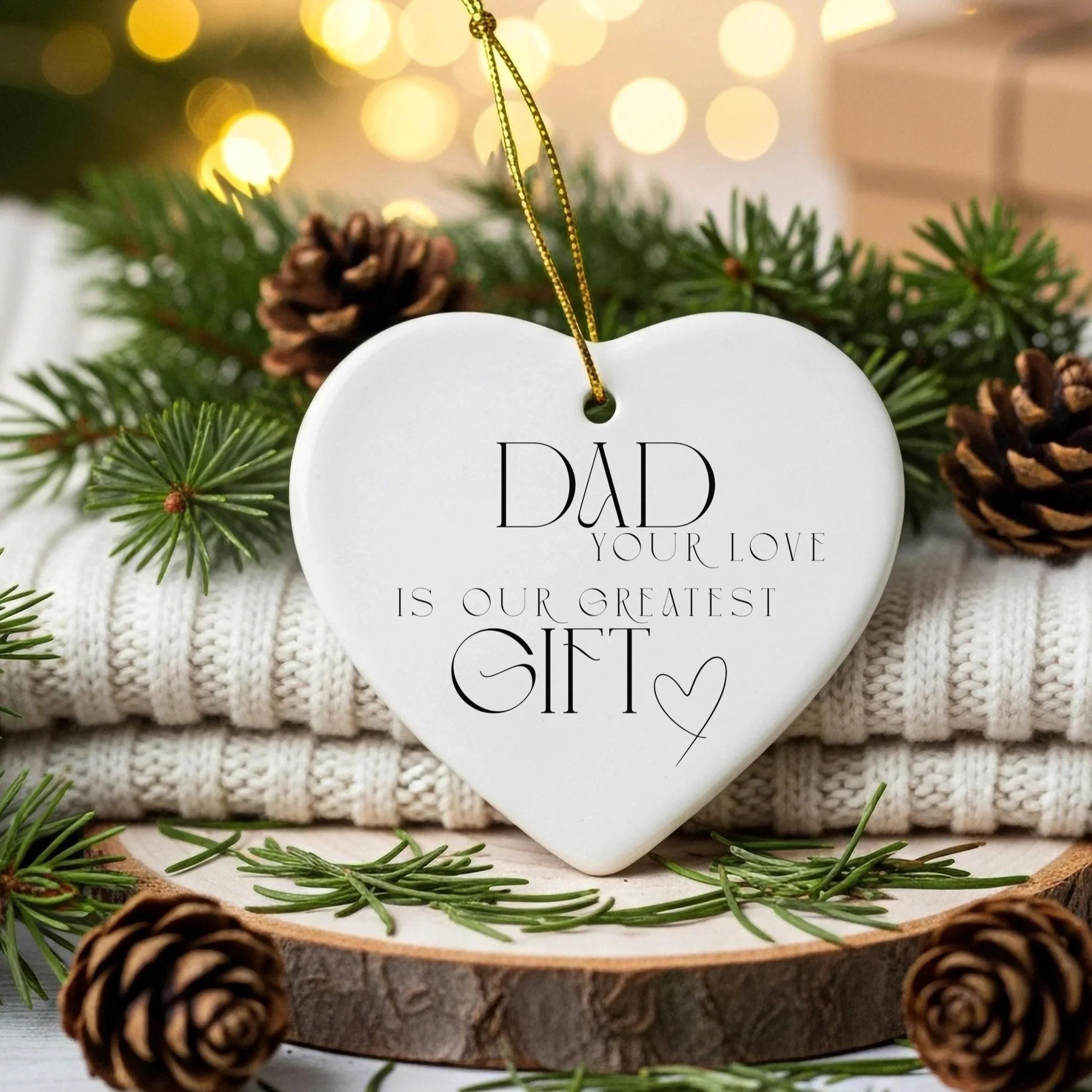 Ceramic Heart Dad Gift: 'Your Love is Our Greatest Gift' Xmas Keepsake
