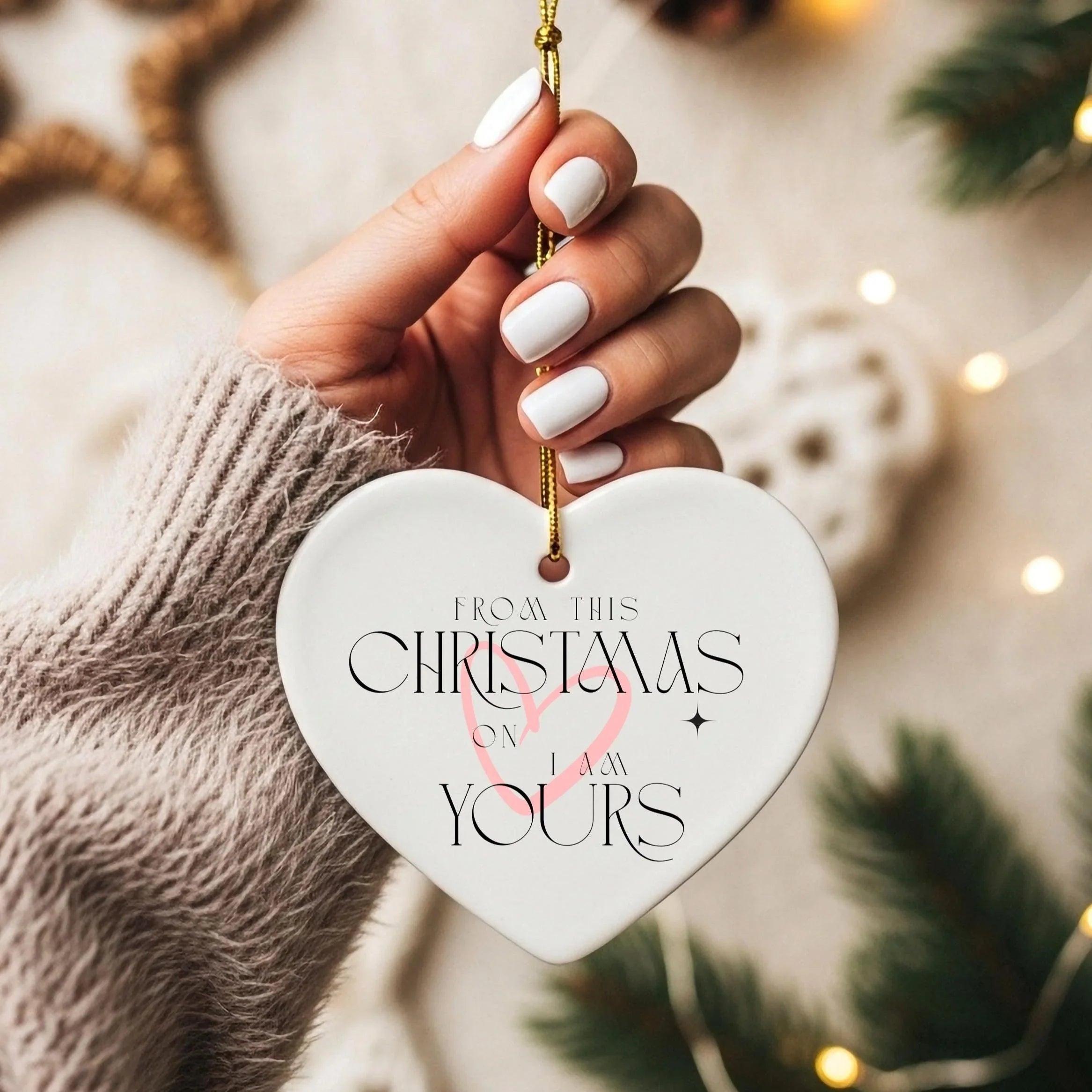 Handcrafted Ceramic Heart Bauble: First Christmas Together Keepsake