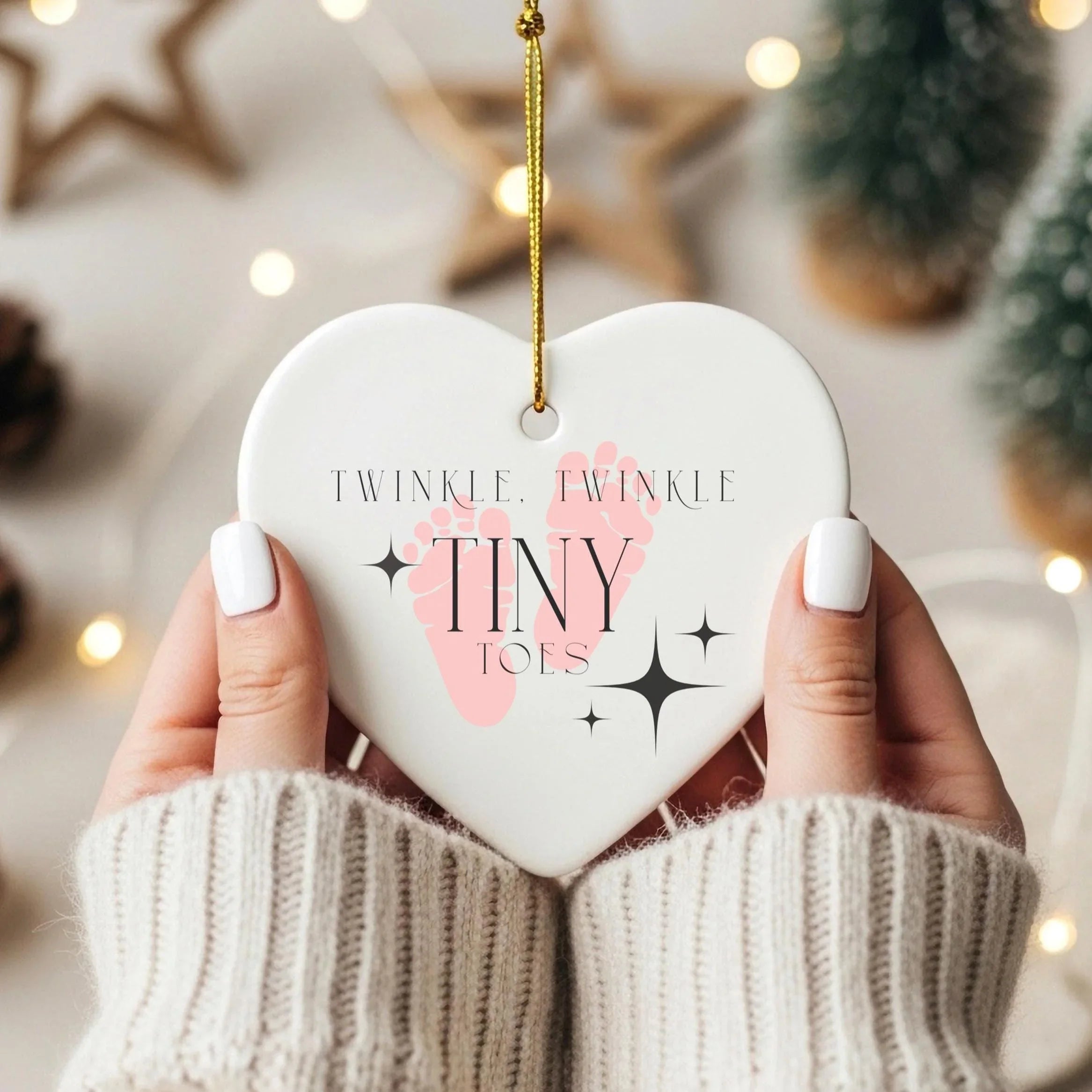 Ceramic Heart Christmas Ornament: First Family Xmas Keepsake