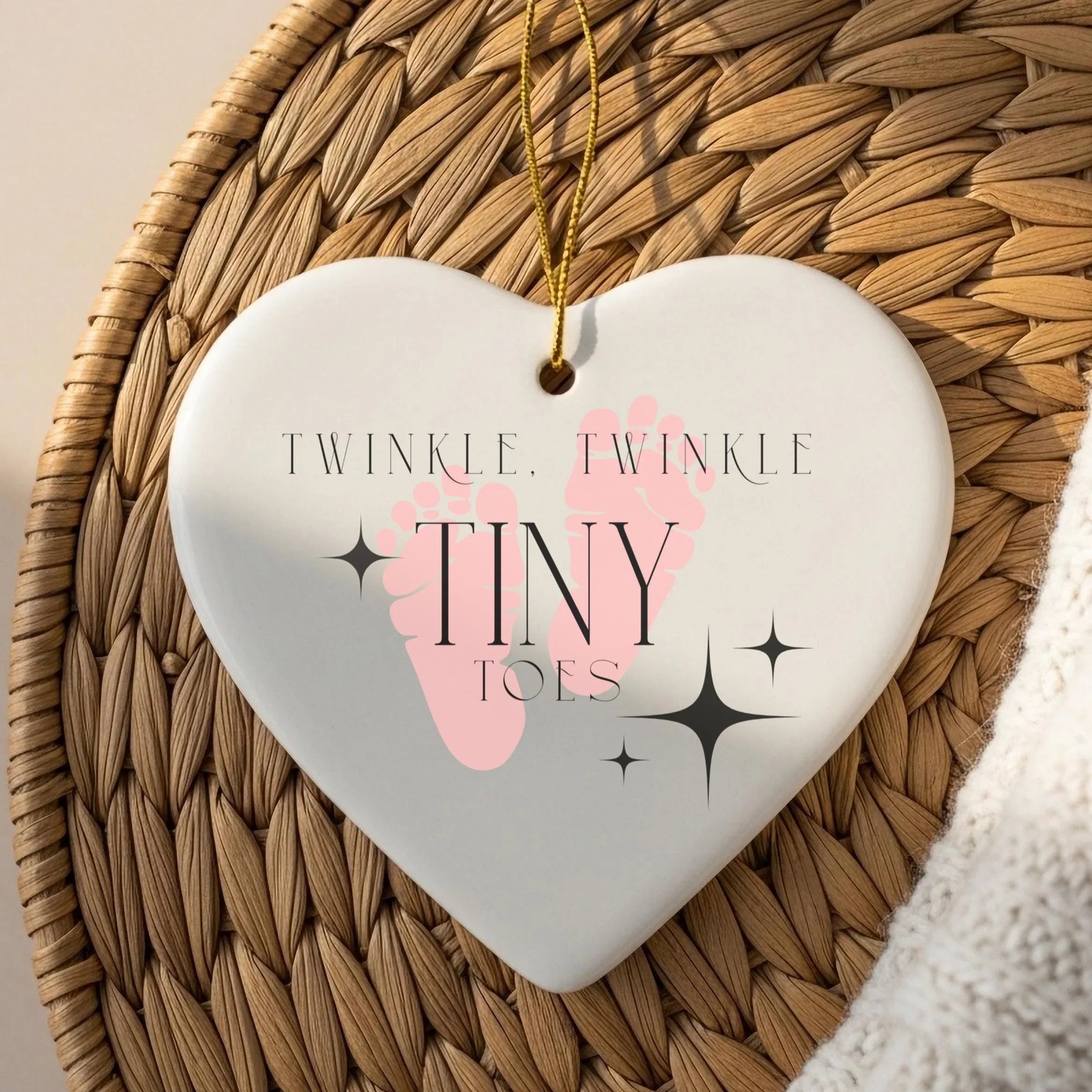 Ceramic Heart Christmas Ornament: First Family Xmas Keepsake